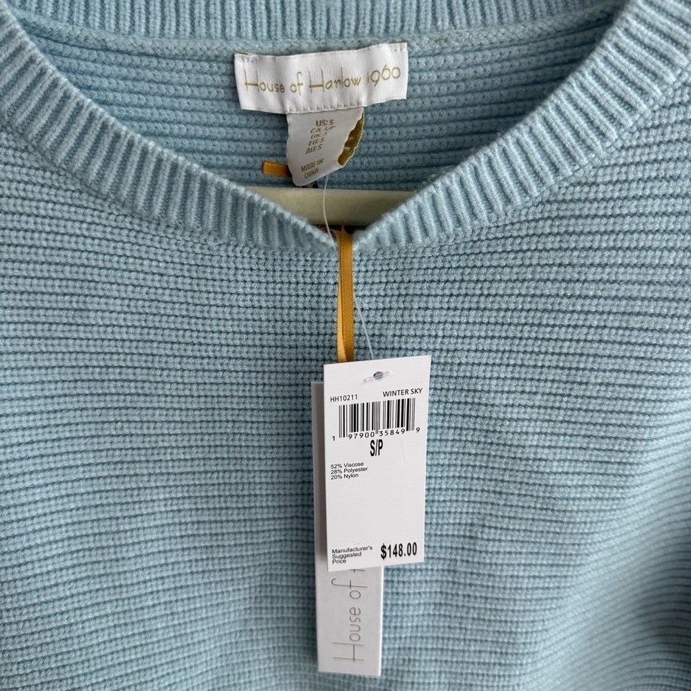 NWT House of Harlow 1960 Light Blue Women's Boho Cropped Sweater Size Small - Picture 4 of 5